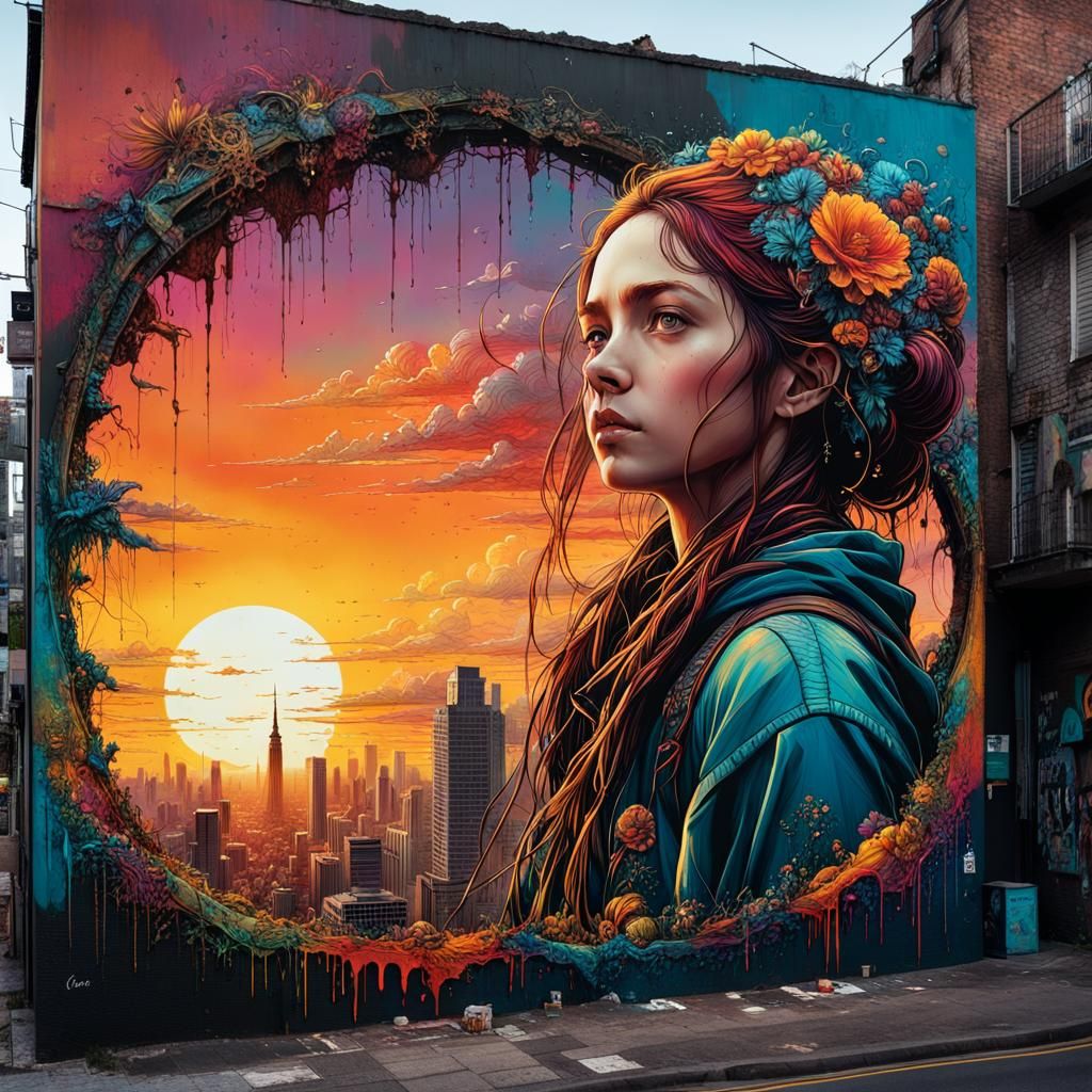 Graffiti Sunset: Polychromatic Street Art in 8K