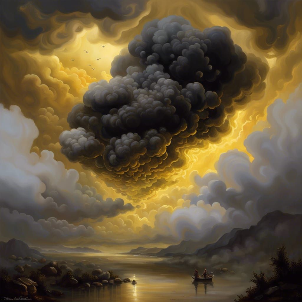 Dramatic Mammatus Clouds in Ethereal Fantasy Landscape