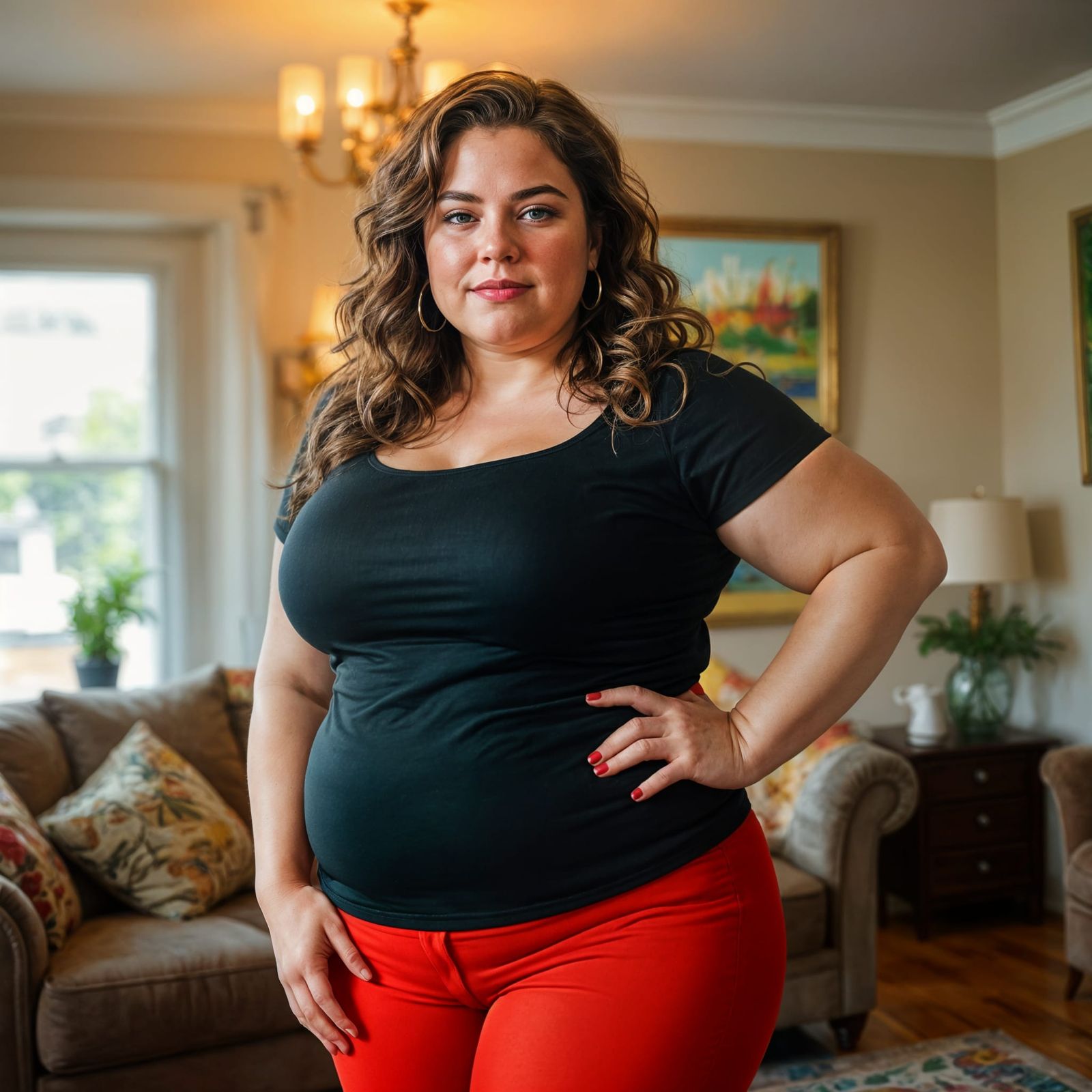 Vibrant Portrait Painting of a Plus-Sized Woman