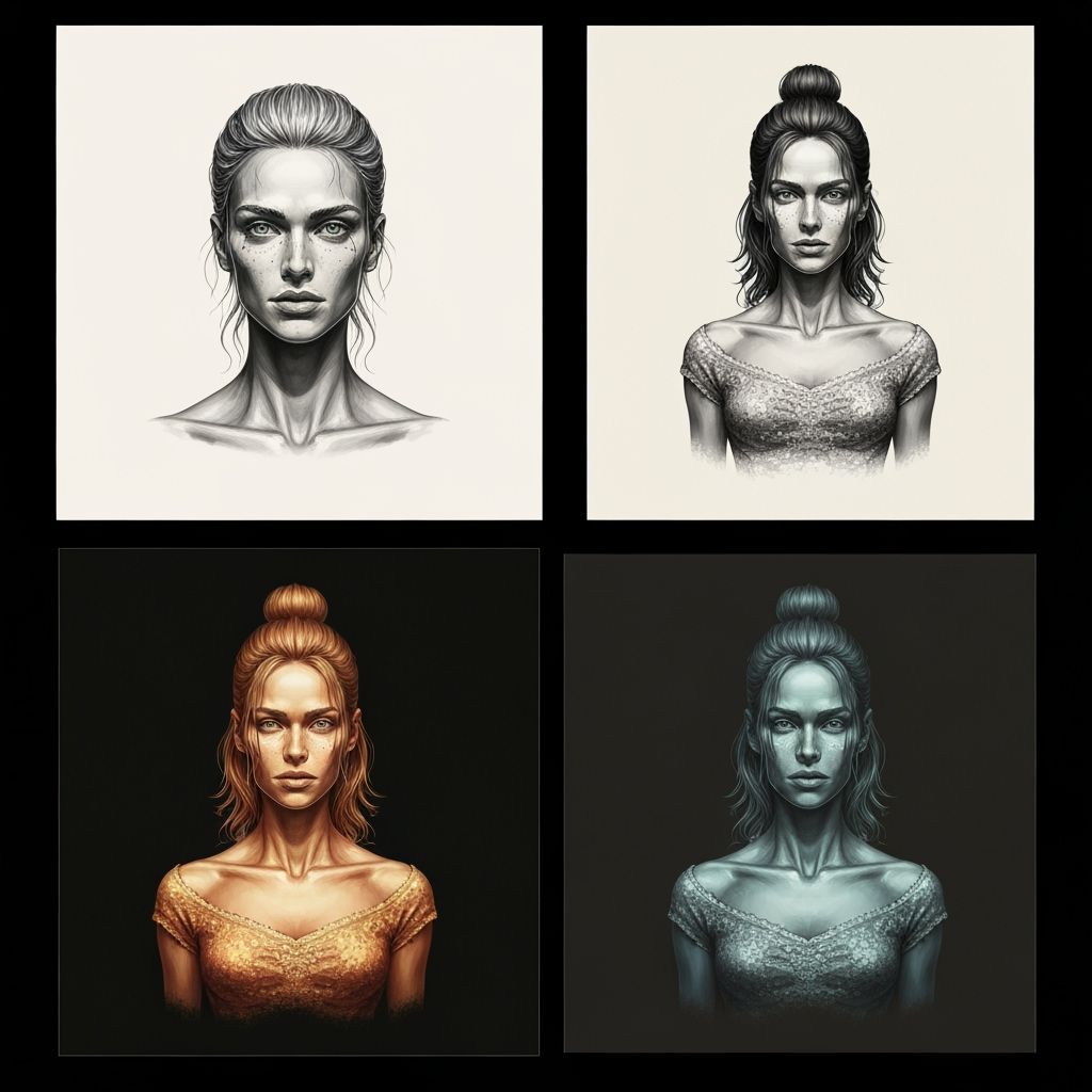 AI's Unique Illustration Style in Metallic Colors