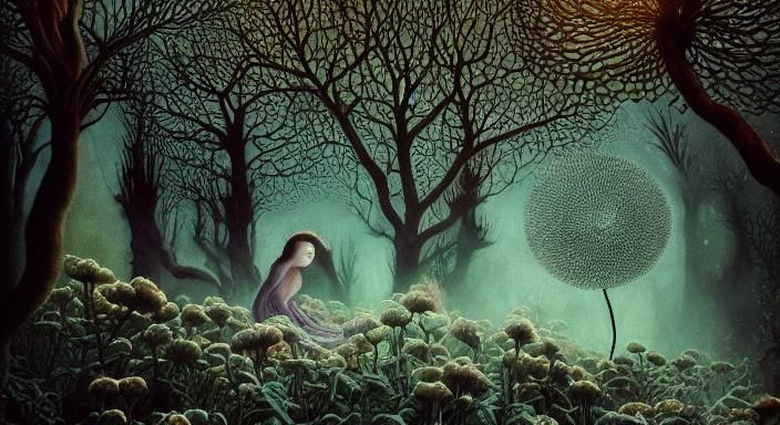 Angelic Apparition Shadows in Expressionist Watercolor