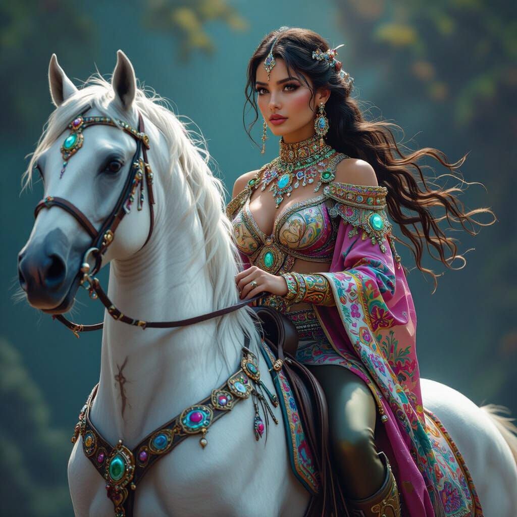 Fantasy Concept Art: Woman on Rearing Horse
