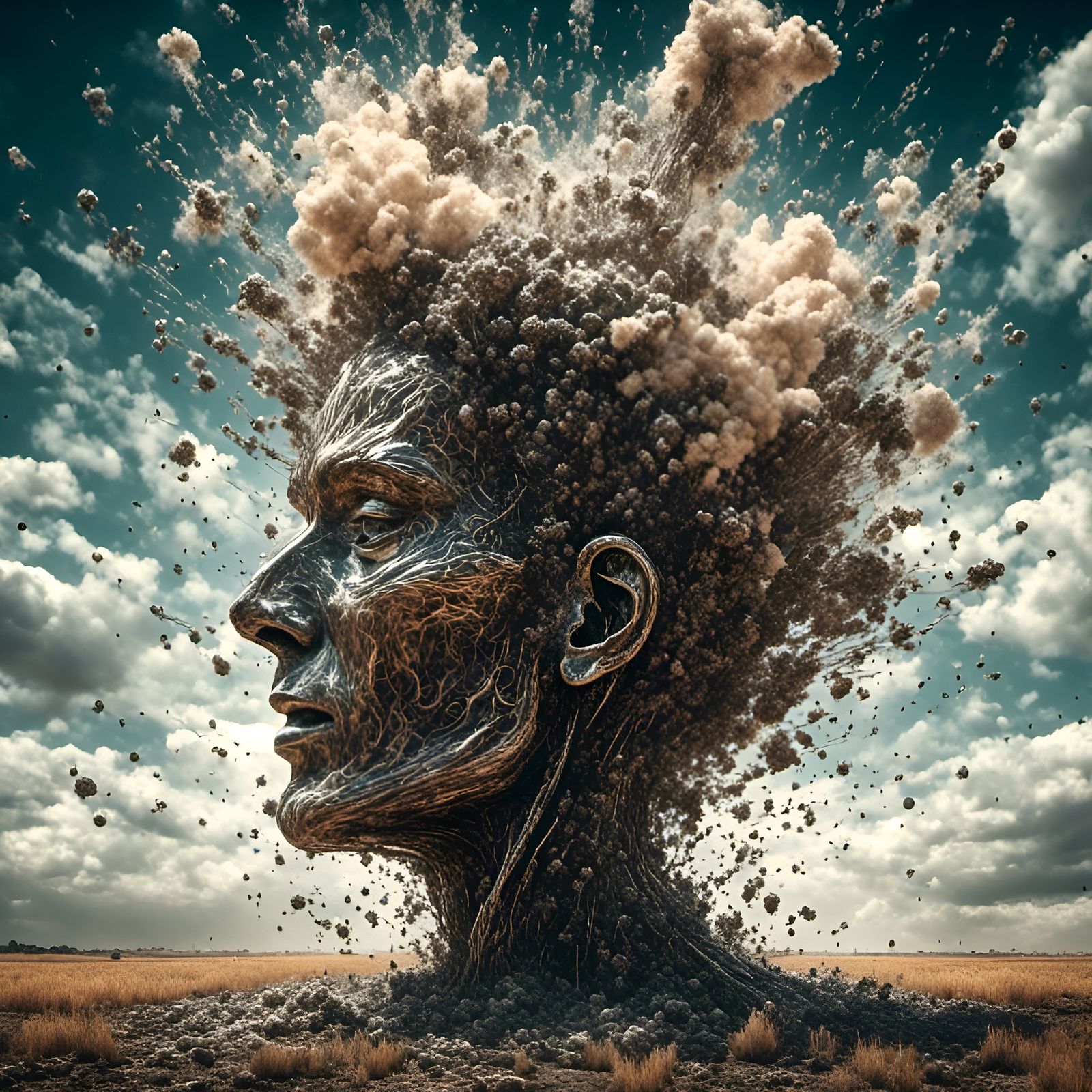 Exploding Head Tornado in Dreamcore Digital Art
