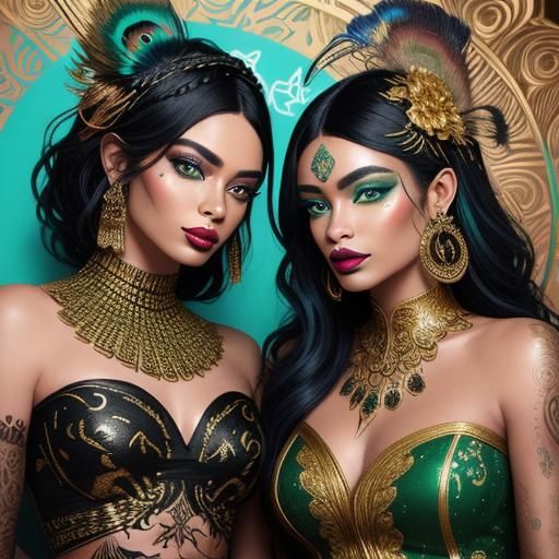 Metallic Women in Graffiti Art Style