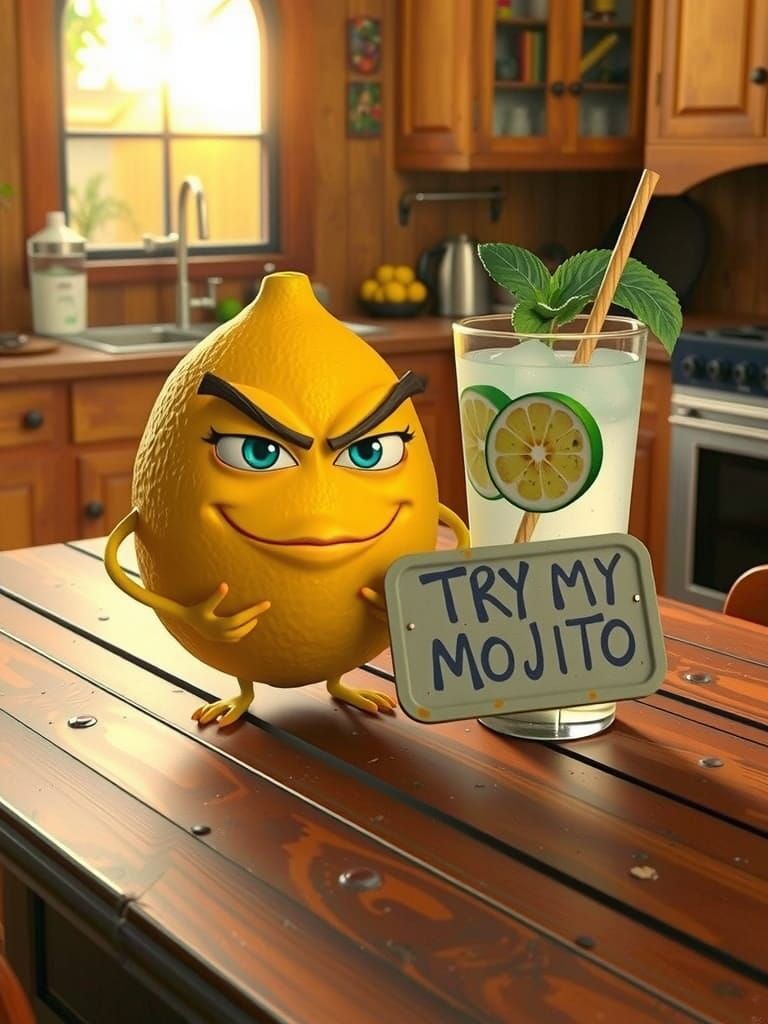 Anthropomorphic Lemon Invites You to a Refreshing Mojito