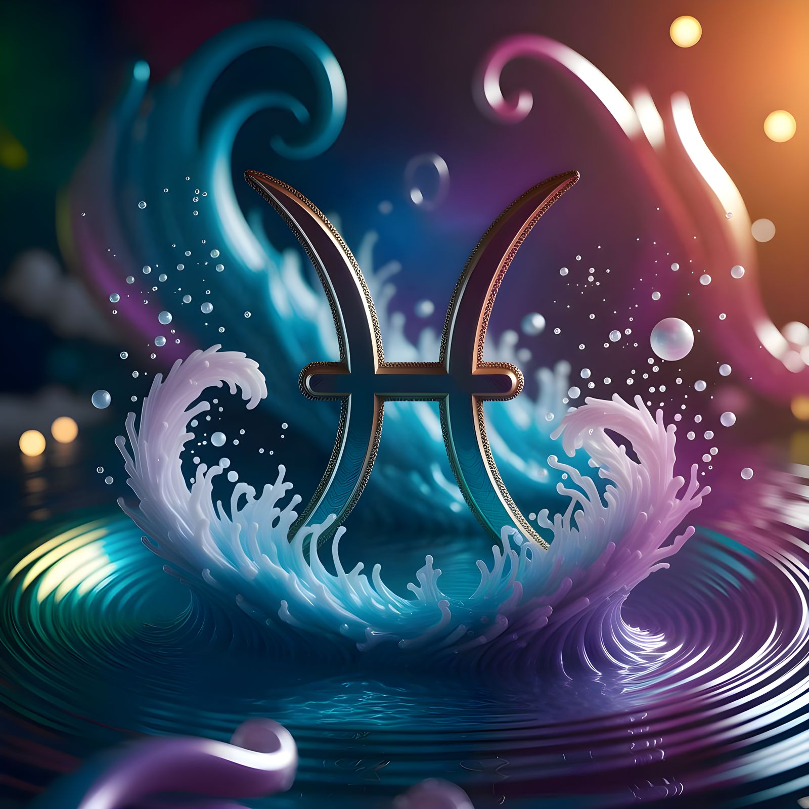 A surreal interpretation of Pisces energy, mixing fantasy an...