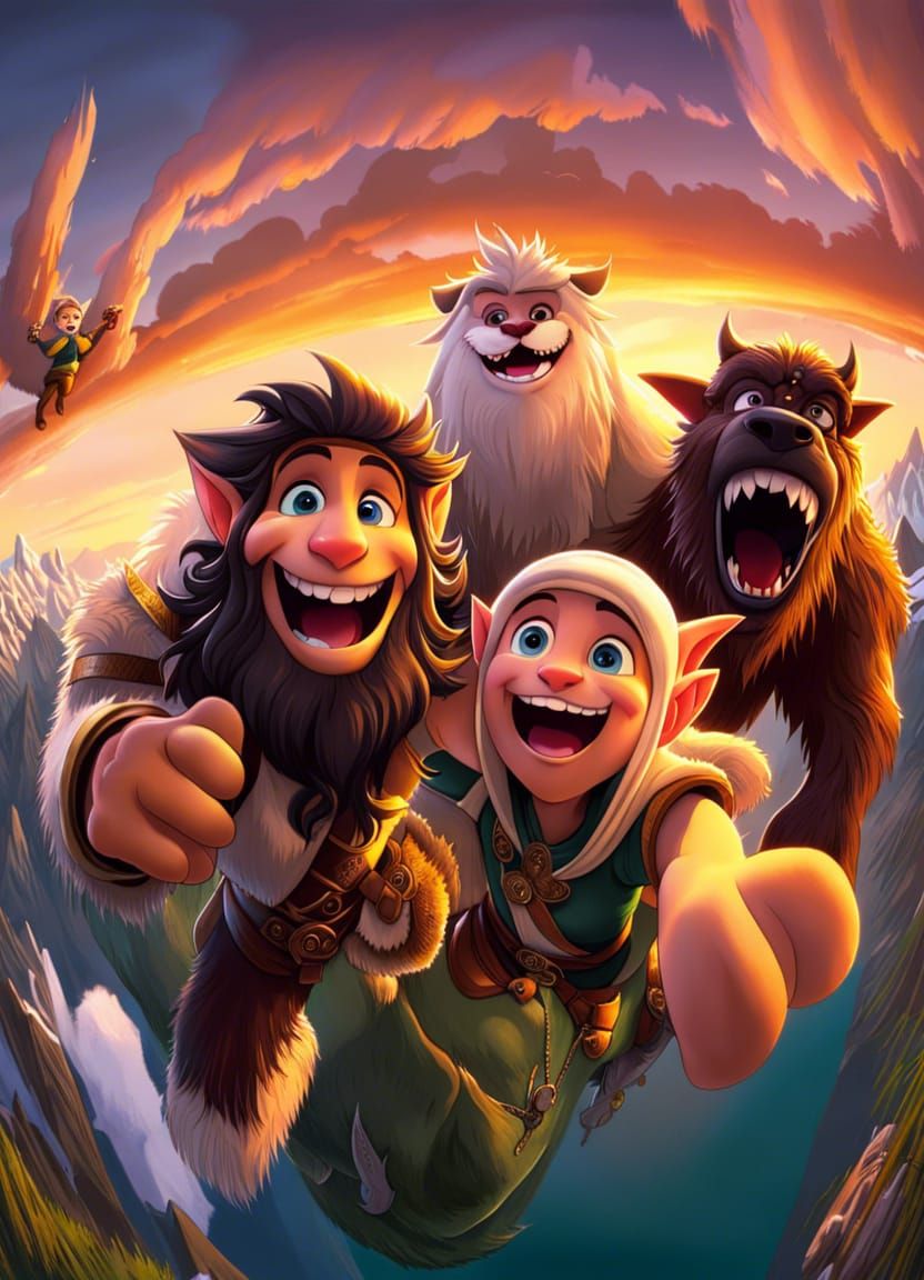 selfie with a mythical creatures : mythical beast, big foot yeti, &