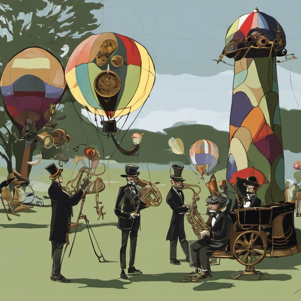 Steampunk Cthulhu Balloons in Kandinsky Style