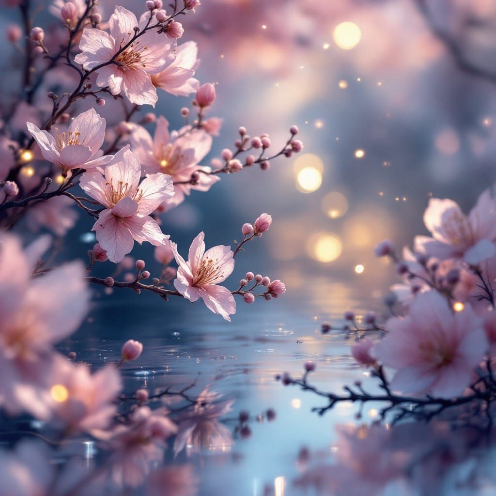 Dreamy Watercolor Scene with Hyperrealistic Details