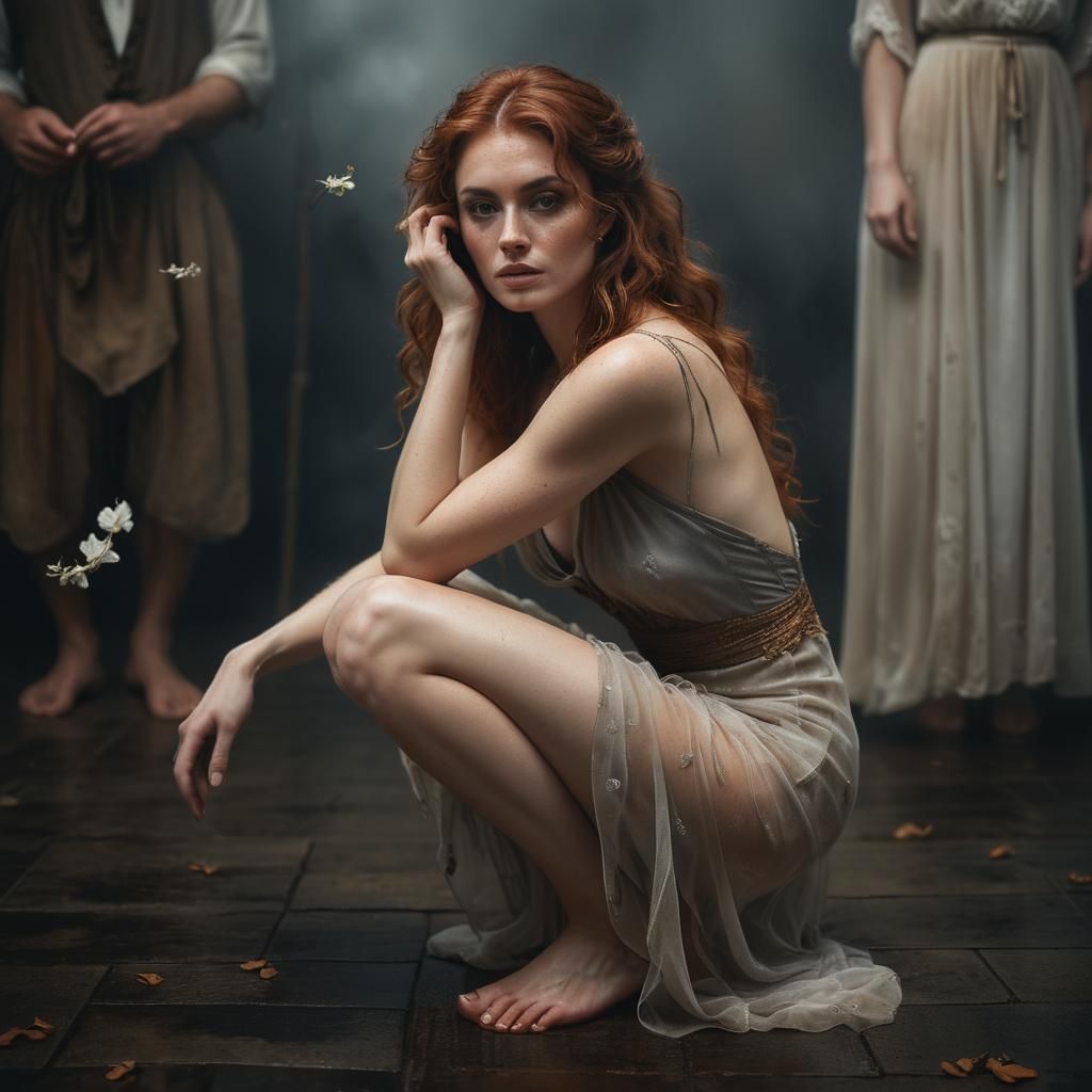 Beautiful Woman Portrait in Misty, Diffused Light