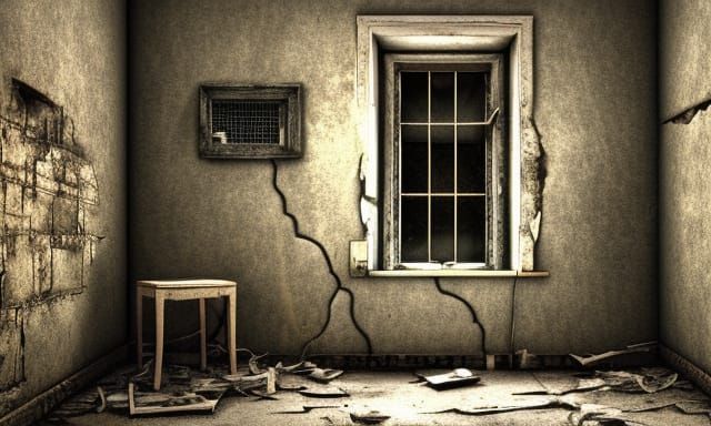 Post-Apocalyptic Prisoner in Stone Room Illustration