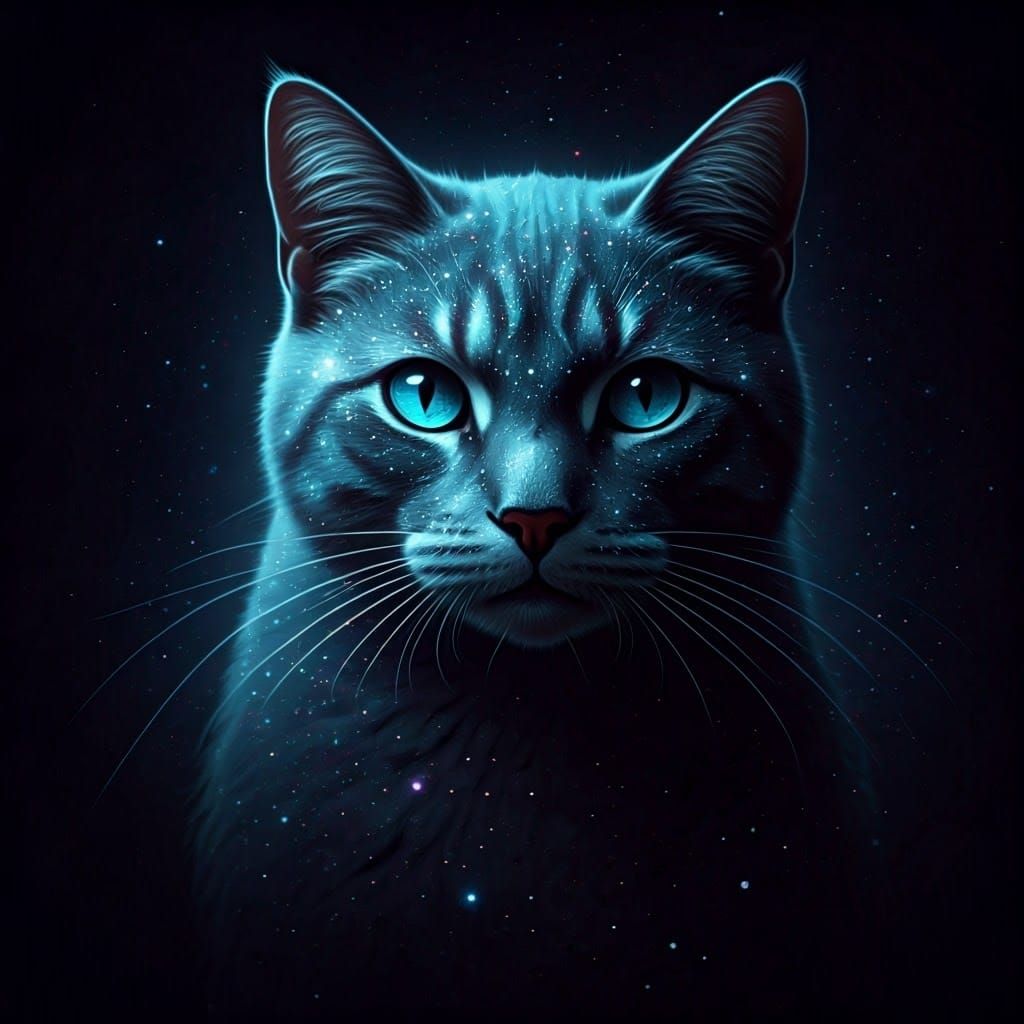 Celestial Feline Entity of Stars and Stardust