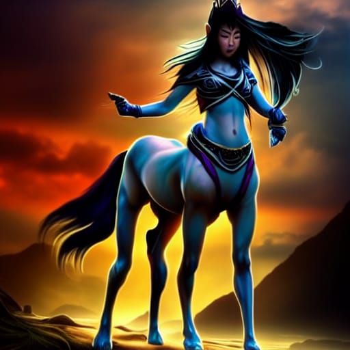 Elven Centaur Woman: Mythical Creature in Matte Painting