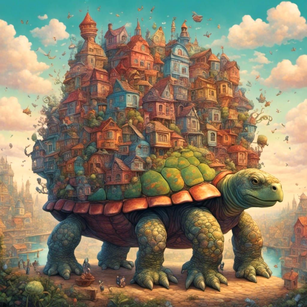 Terrace Village on Mystical Tortoise in Gullyism Style