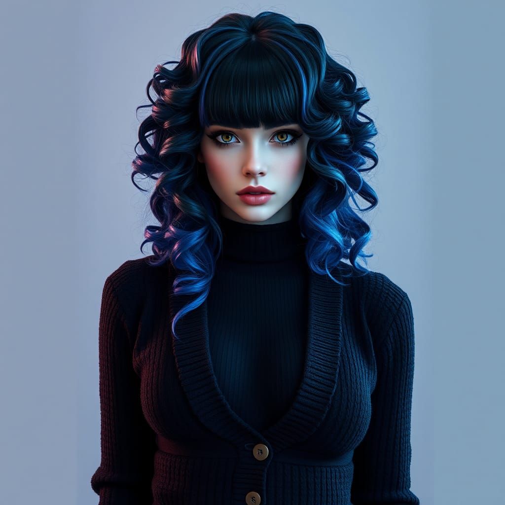Goth Woman Portrait in Detailed Matte Painting Style