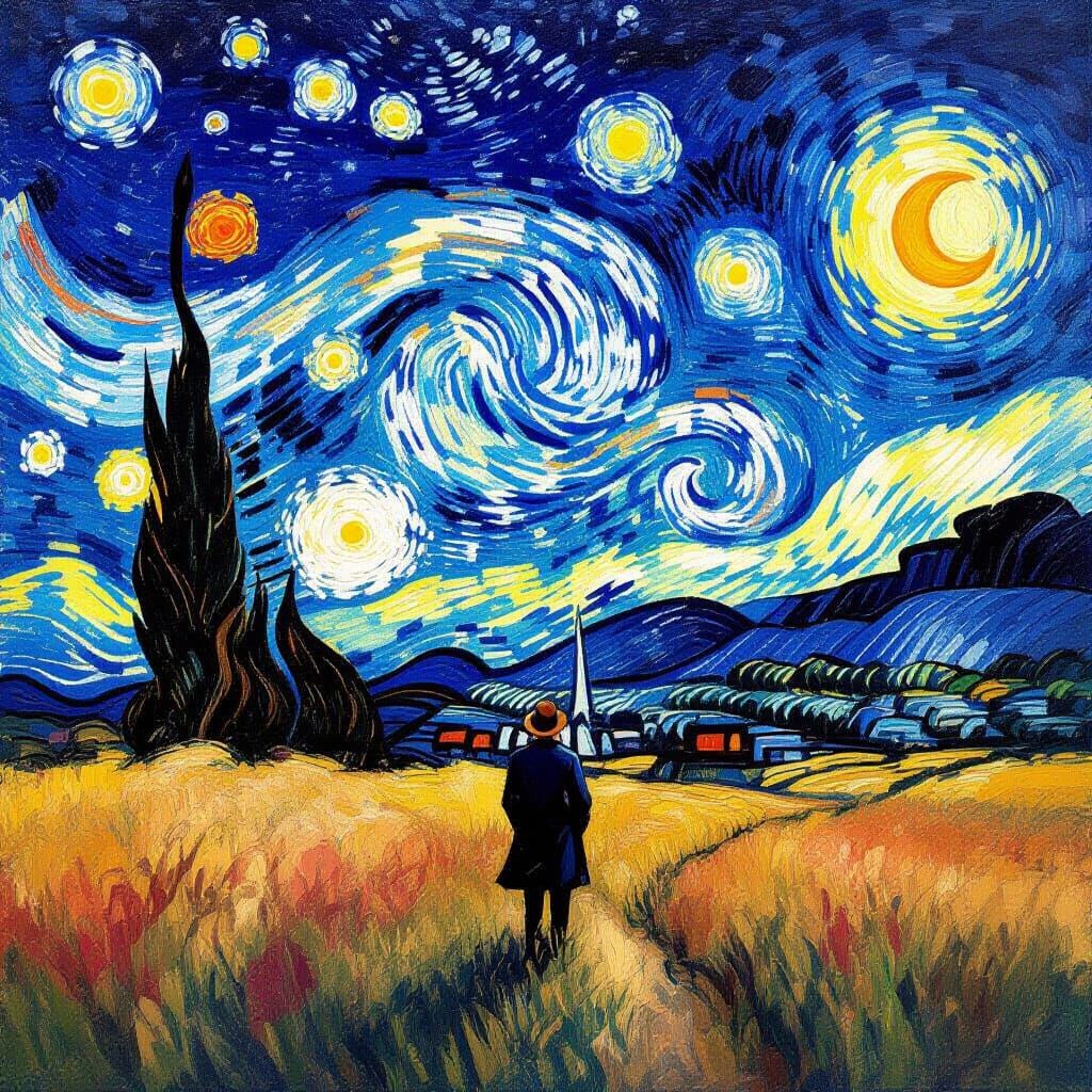Starry Skies: A Whimsical Impressionist Landscape