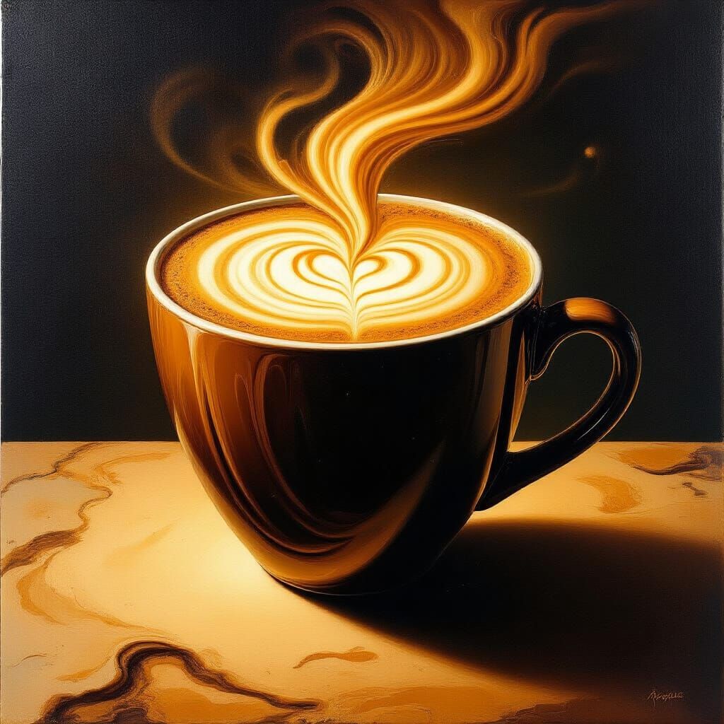 Coffee Cup Sculpted From Liquid Midair