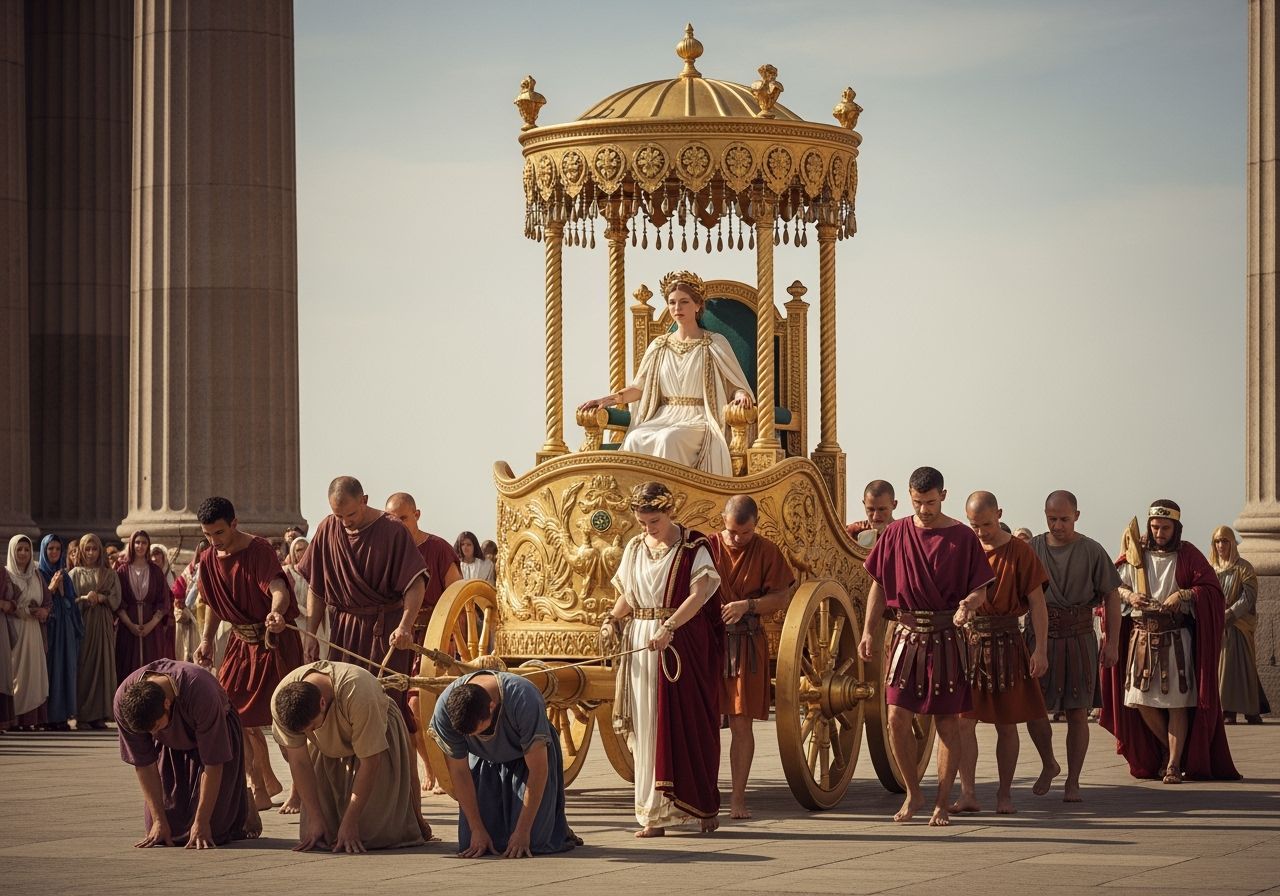 Majestic Roman Empress on Golden Chariot