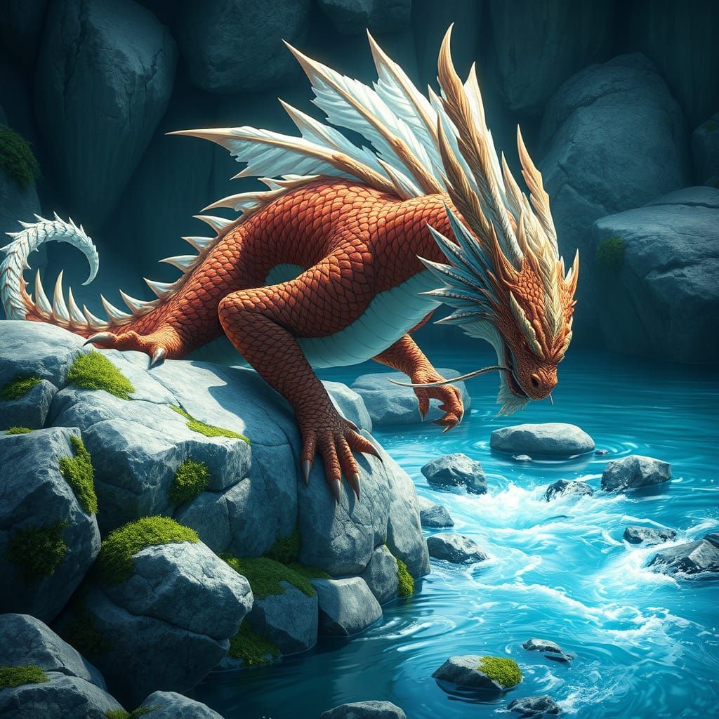 Majestic Dragon in Fantastical 3D Anime Landscape