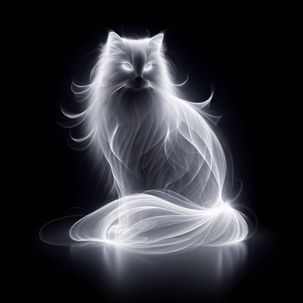 Ethereal White Cat in Minimalist Style