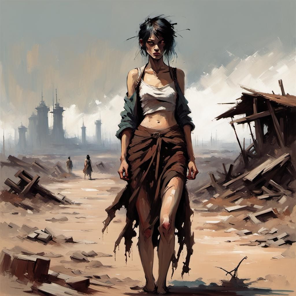 Dystopian Wasteland Woman in Fantasy Style