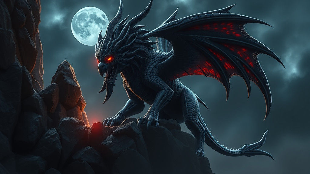 Fearsome Chimera on Rocky Cliff in 3D Anime Style