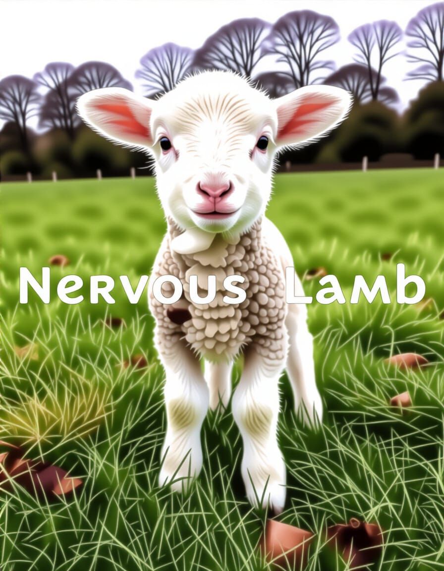 Nervous Lamb in Open Field