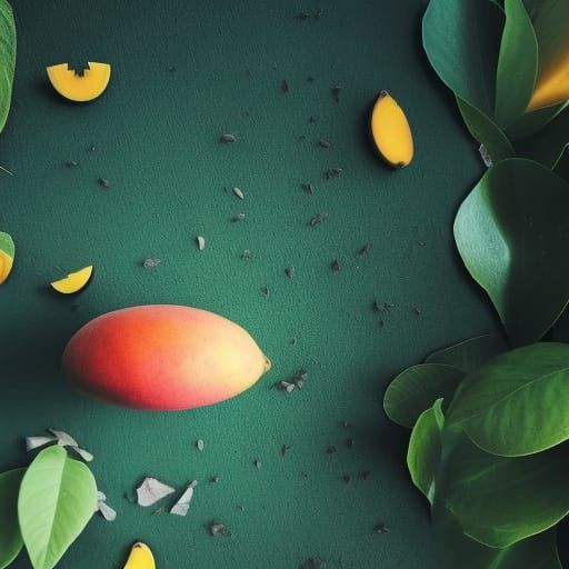 Magical Mango in Hyperrealistic Fantasy Landscape