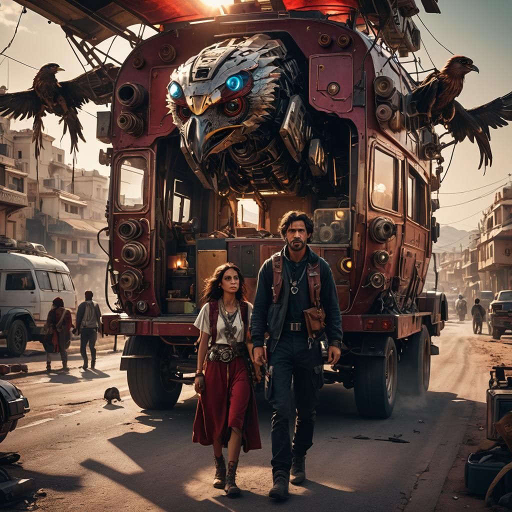 Futuristic Gypsy Caravan in Spain: Sci-Fi Art