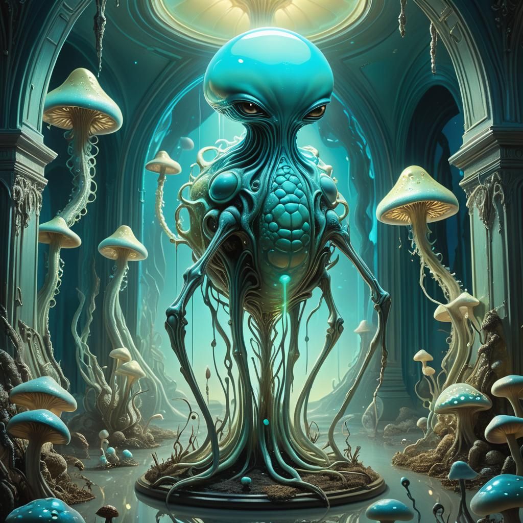 Surreal Alien Nursery with Bioluminescent Flora