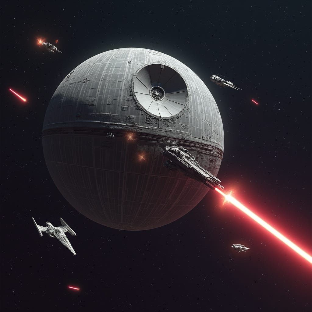 Sleek Space Station Engages Rebel Forces in Dark Galactic Ba...