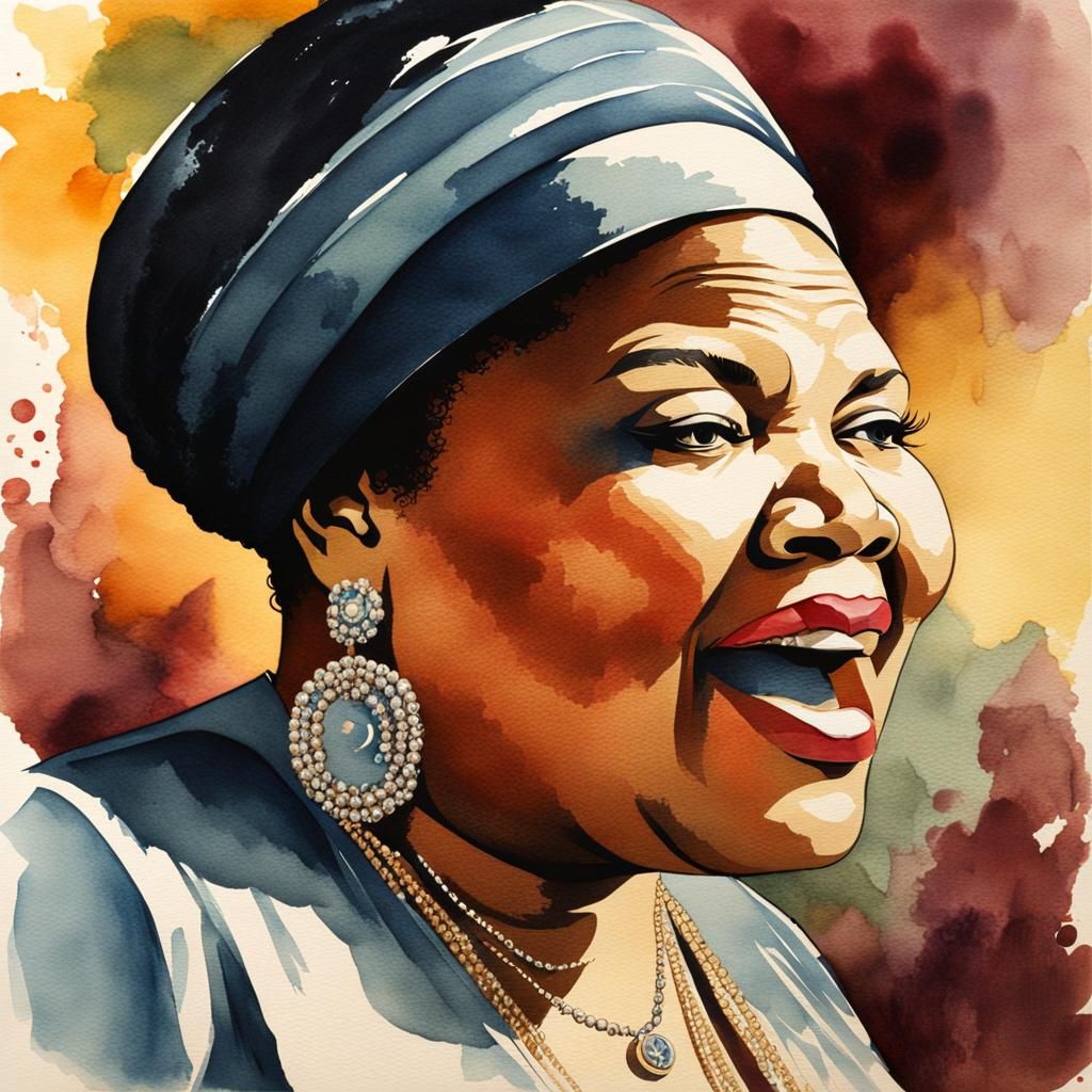 Big Mama Thornton in Antique Watercolor Style