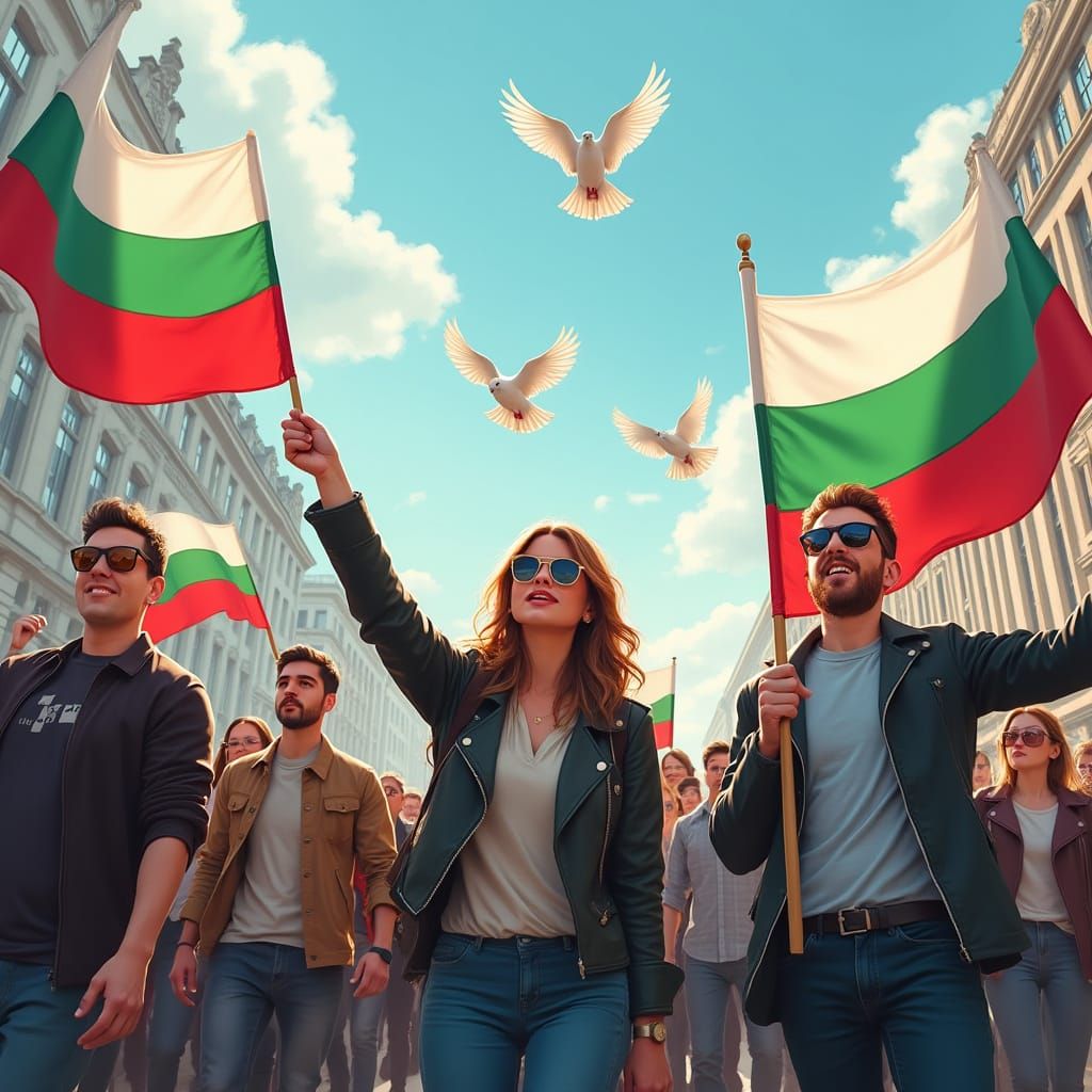 Bulgarian Protest in Brussels: Realistic Digital Art