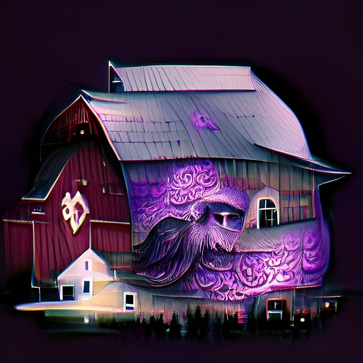 Ornate Purple Barn in Fantasy Art Style