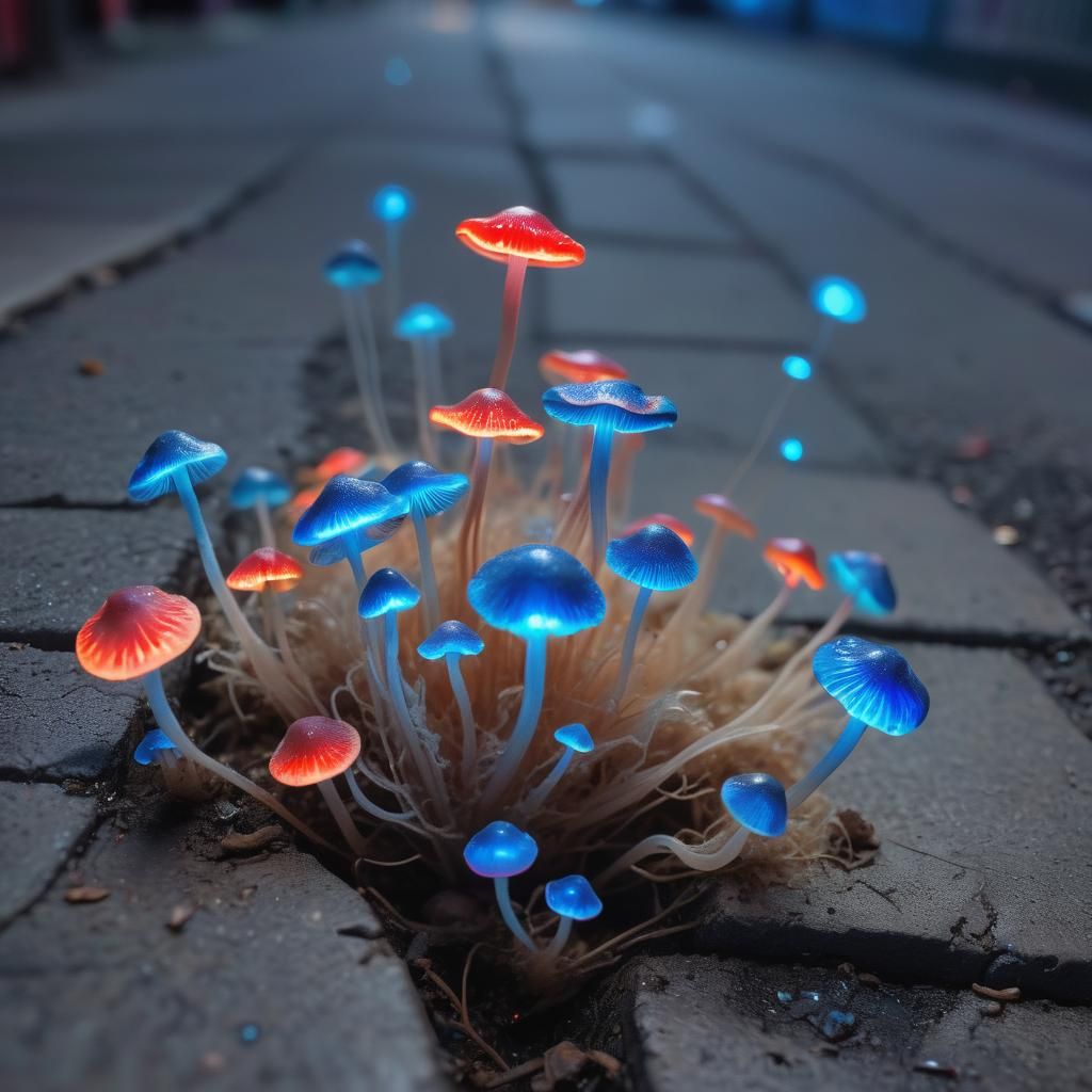 The Flash as Bioluminescent Mushroom in Surreal Style