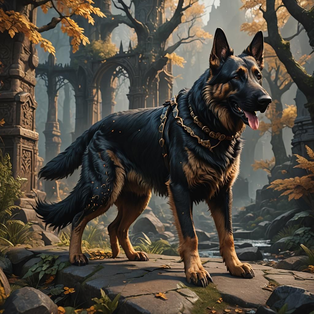 Anthropomorphic German Shepherd Fantasy Concept Art