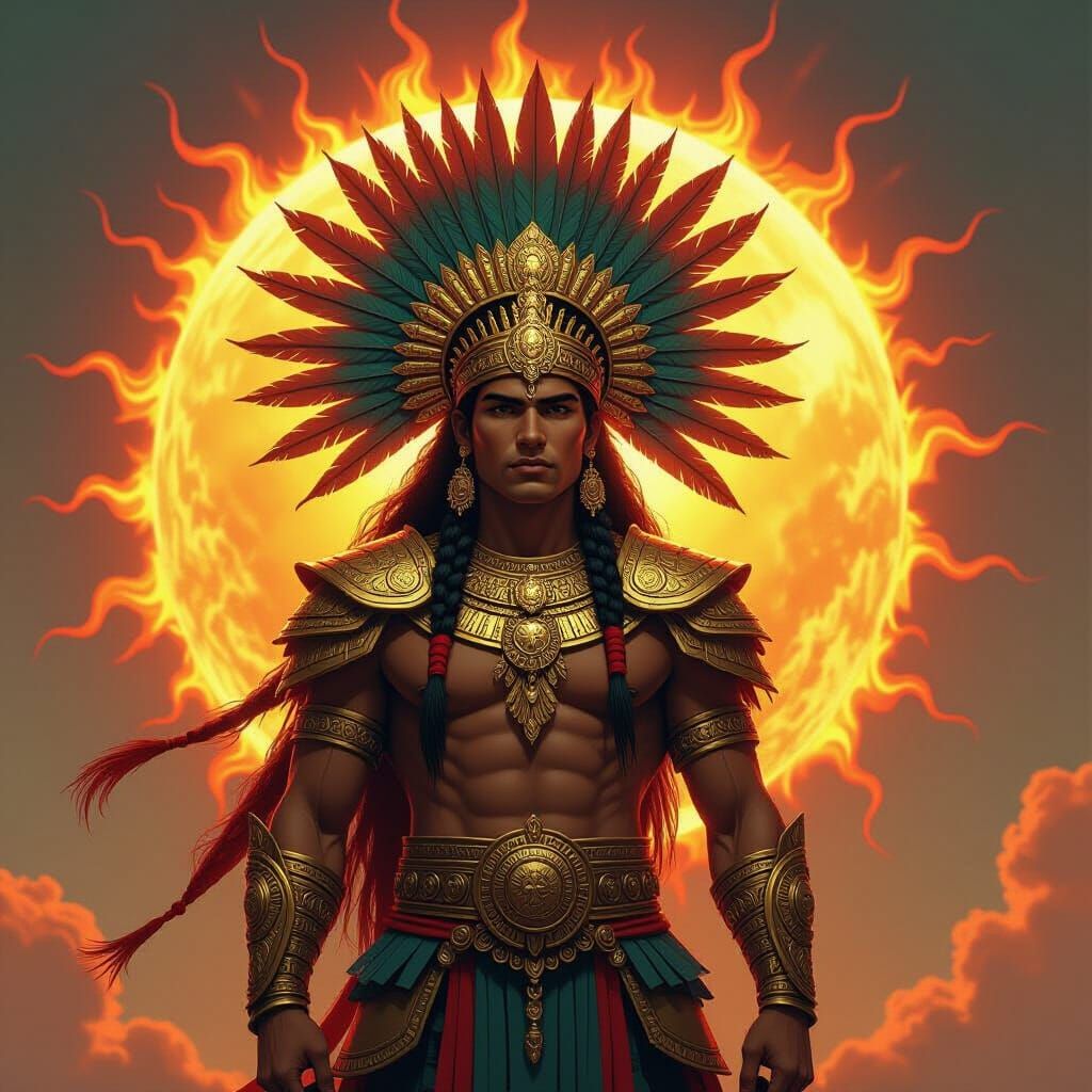 Tonatiuh: Aztec Sun God in Celestial Splendor