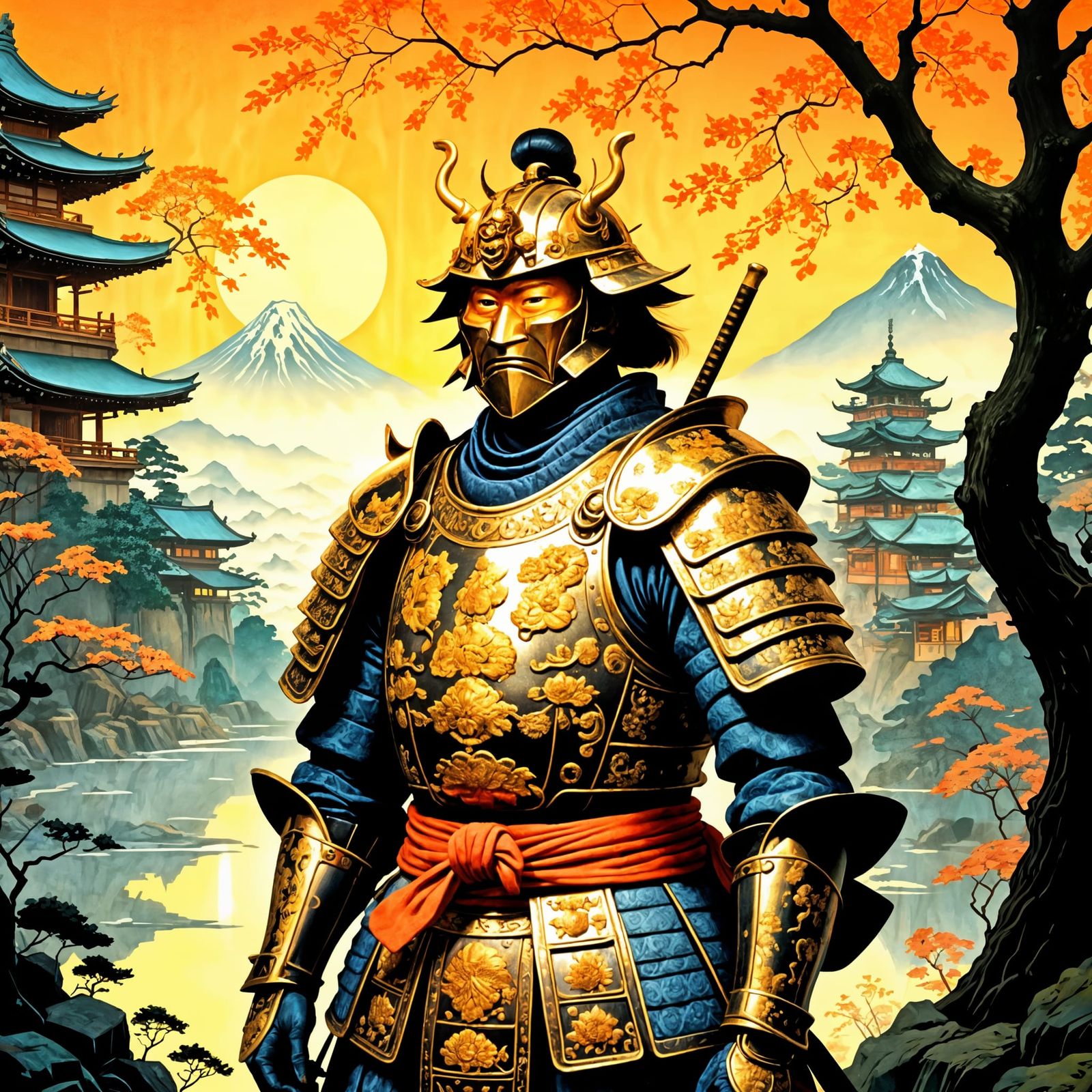 Majestic Samurai in Armor