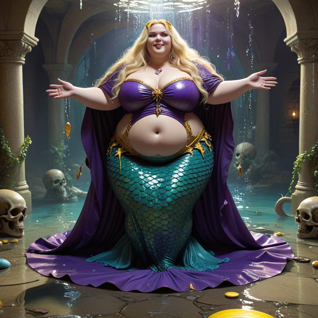 Kawaii Mermaid Goddess Amidst Dystopian Splendor