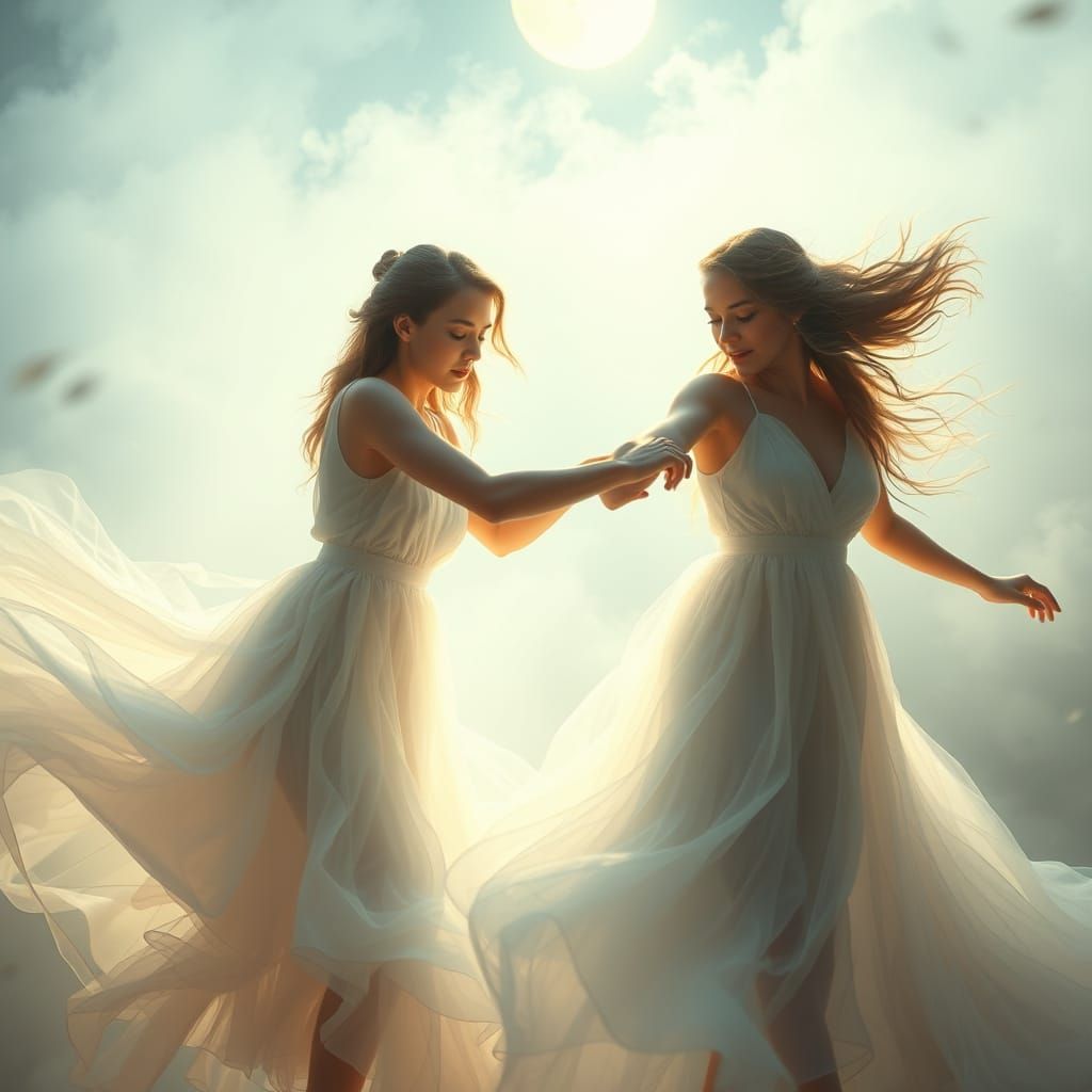 Dreamy Women Dancing Under Moonlight