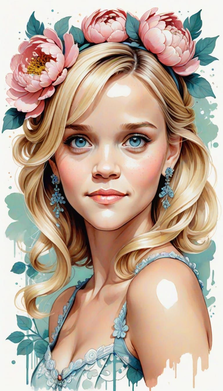 Reese in Kawaii Anime Style Couture Fashion Illustration