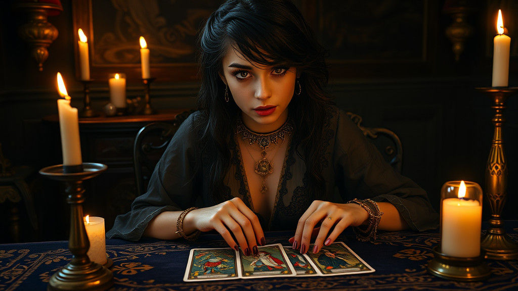 Mysterious Fortune Teller in Hyperrealistic Mystical Realism