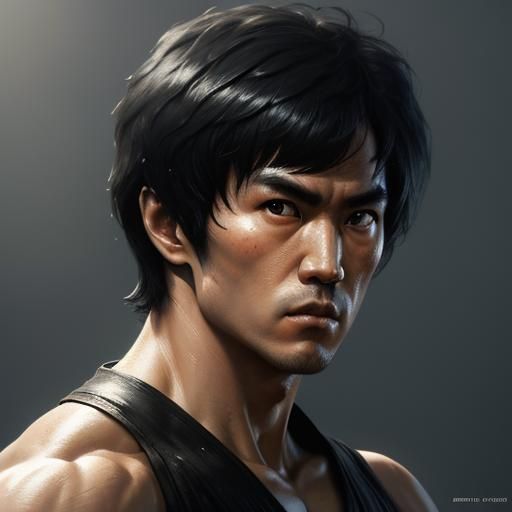 Hyperdetailed Portrait of Bruce Lee in Dynamic Lighting