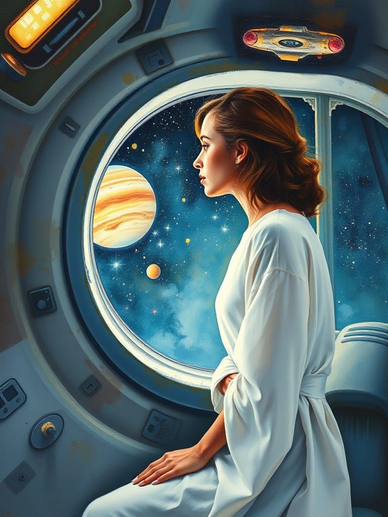 Ethereal Cosmic Goddess in Impasto Gouache Masterpiece