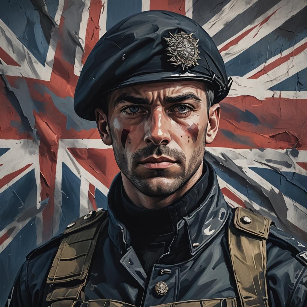 British Soldier in Black Military Attire