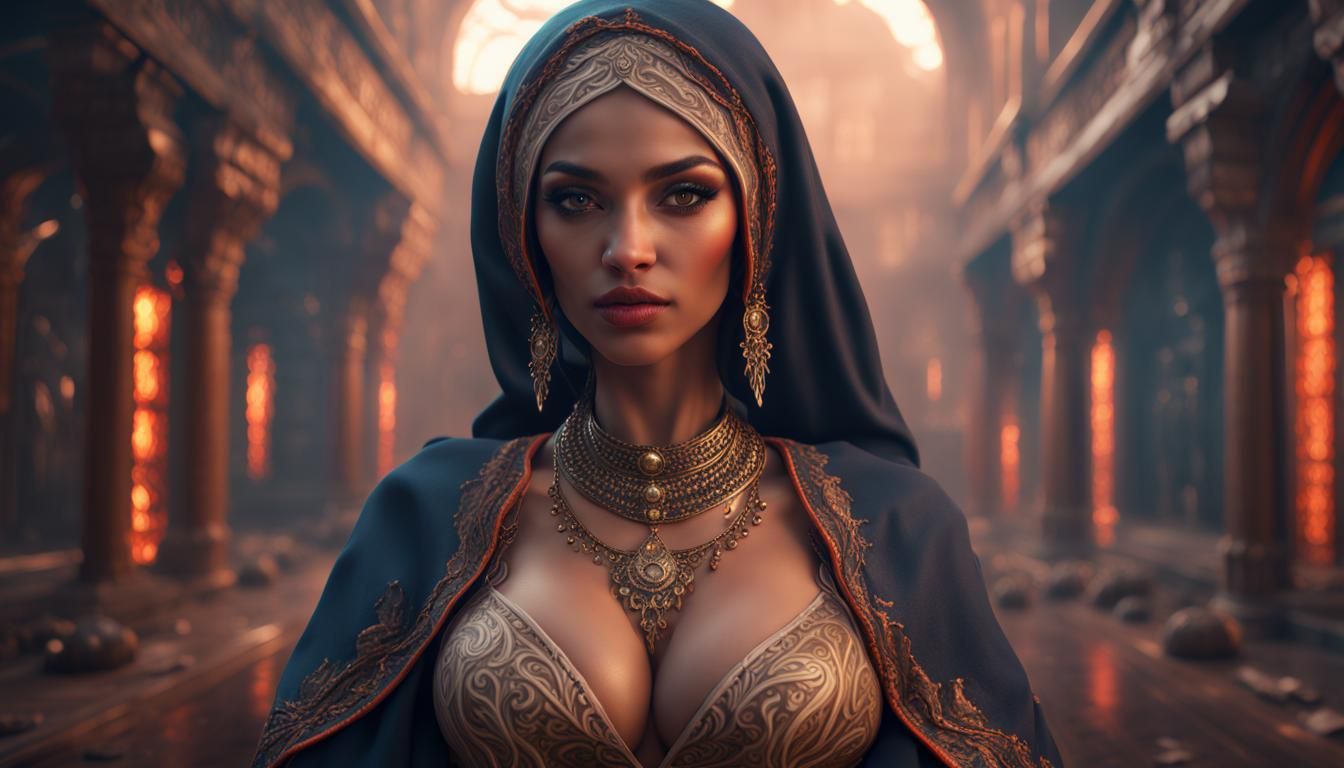 Fantasy Muslim Woman in Detailed Matte Painting
