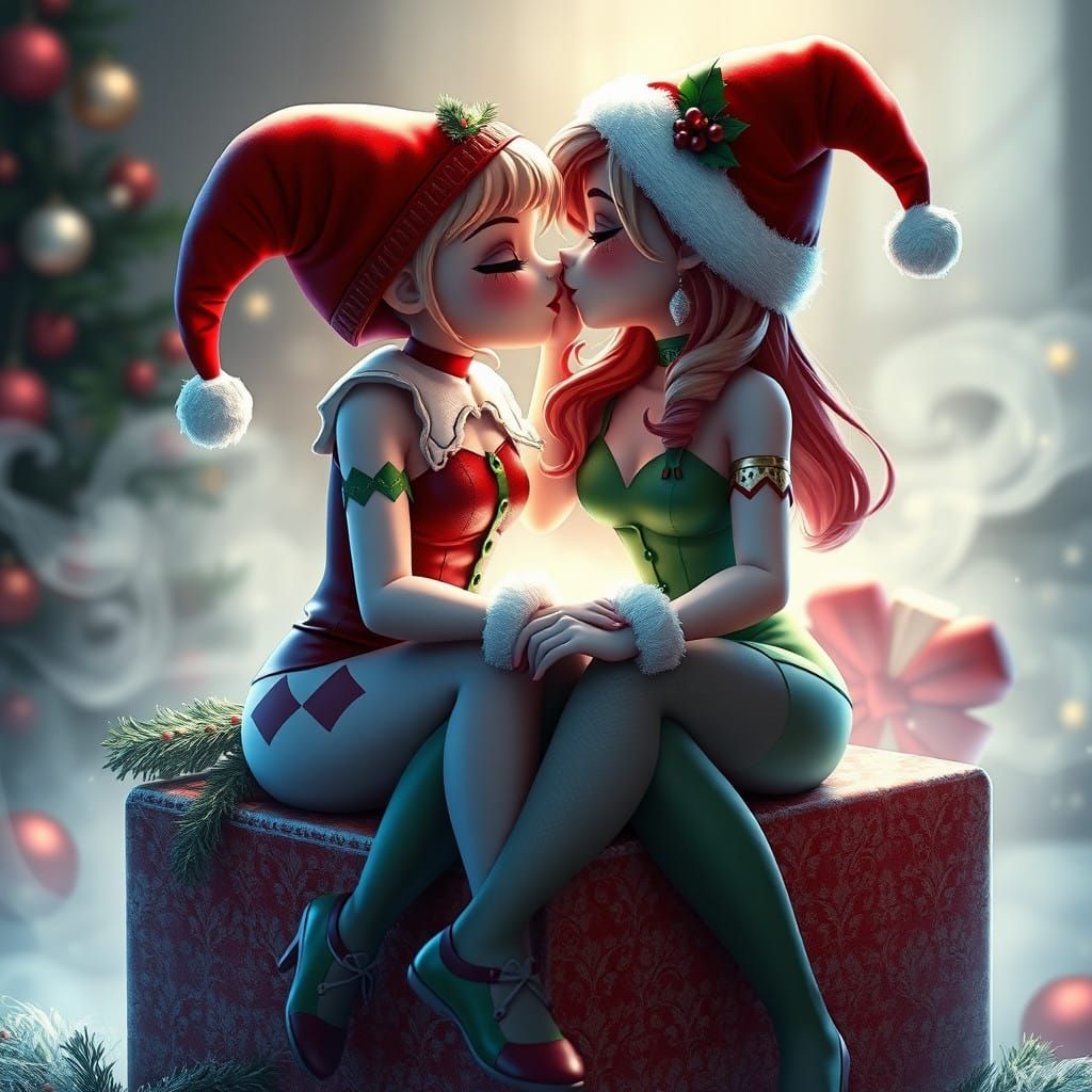 Festive Harley Quinn and Poison Ivy Share a Romantic Christm...