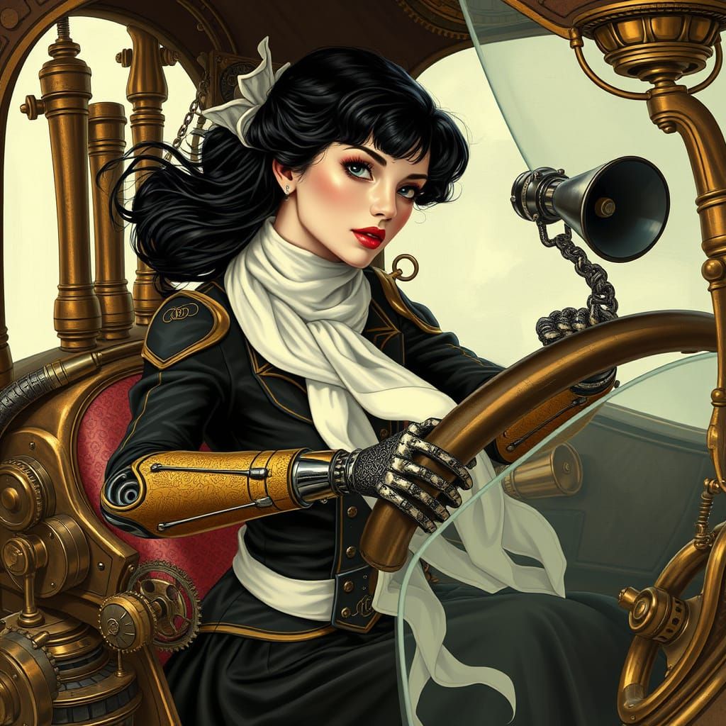 Steampunk Siren Cruises Through Industrial Landscape