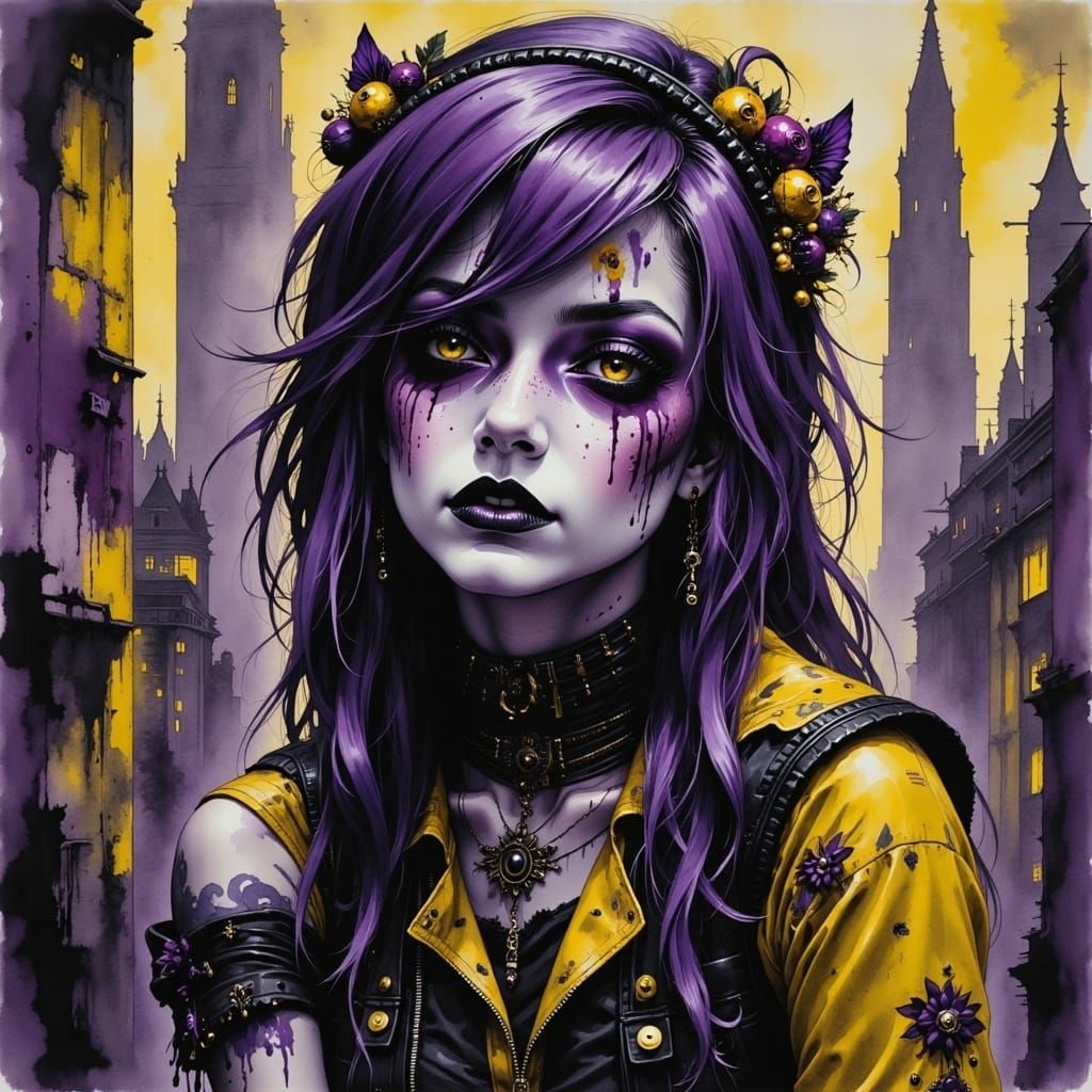 Teen Goth Fairy Portrait with Violet Hair