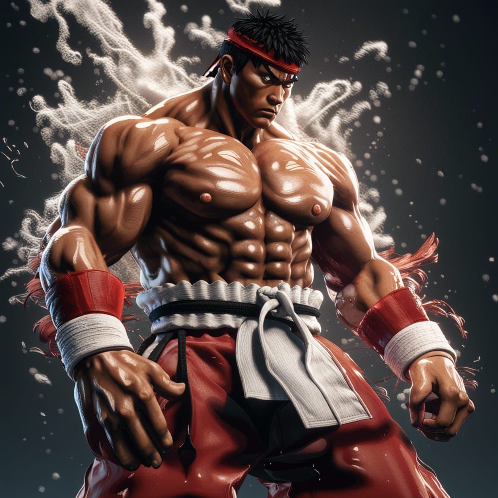 Hyperrealistic Ryu from Street Fighter in 8K